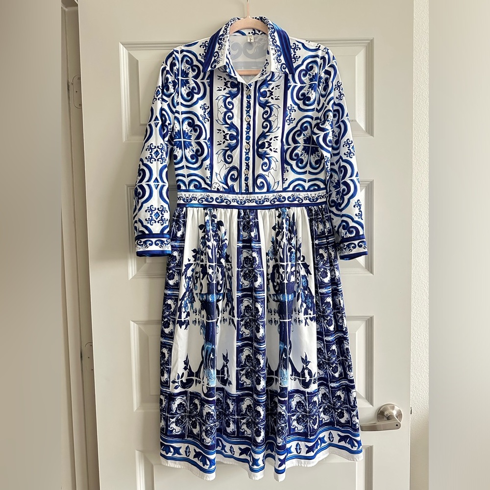 D&G “look” Moroccan Tile Print Midi Dress 💙
